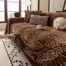 15 of 26:Leopard Print Flannel Sofa Throw Cover, Soft Couch Protector for Pets, Kids & Home 