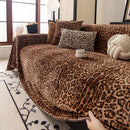 16 of 26:Leopard Print Flannel Sofa Throw Cover, Soft Couch Protector for Pets, Kids & Home 