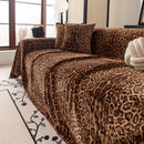 17 of 26:Leopard Print Flannel Sofa Throw Cover, Soft Couch Protector for Pets, Kids & Home 