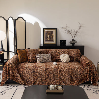 4 of 26:Leopard Print Flannel Sofa Throw Cover, Soft Couch Protector for Pets, Kids & Home 