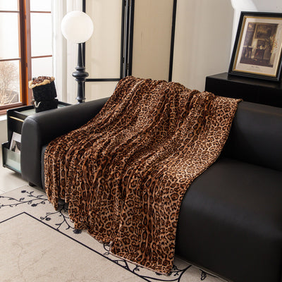 20 of 26:Leopard Print Flannel Sofa Throw Cover, Soft Couch Protector for Pets, Kids & Home 