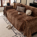 8 of 26:Leopard Print Flannel Sofa Throw Cover, Soft Couch Protector for Pets, Kids & Home 