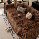 9 of 26:Leopard Print Flannel Sofa Throw Cover, Soft Couch Protector for Pets, Kids & Home 