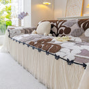 25 of 31:3D Floral Sofa Throw Cover, Soft Plush Couch Protector with Decorative Ruffled Skirt 