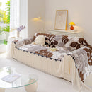 24 of 31:3D Floral Sofa Throw Cover, Soft Plush Couch Protector with Decorative Ruffled Skirt 