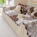7 of 31:3D Floral Sofa Throw Cover, Soft Plush Couch Protector with Decorative Ruffled Skirt 