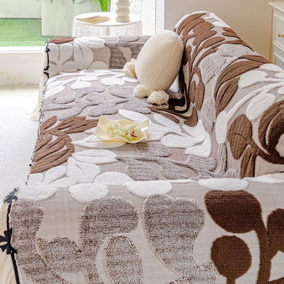 22 of 31:3D Floral Sofa Throw Cover, Soft Plush Couch Protector with Decorative Ruffled Skirt 