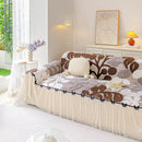 6 of 31:3D Floral Sofa Throw Cover, Soft Plush Couch Protector with Decorative Ruffled Skirt 