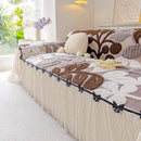 17 of 31:3D Floral Sofa Throw Cover, Soft Plush Couch Protector with Decorative Ruffled Skirt 