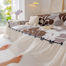 15 of 31:3D Floral Sofa Throw Cover, Soft Plush Couch Protector with Decorative Ruffled Skirt 