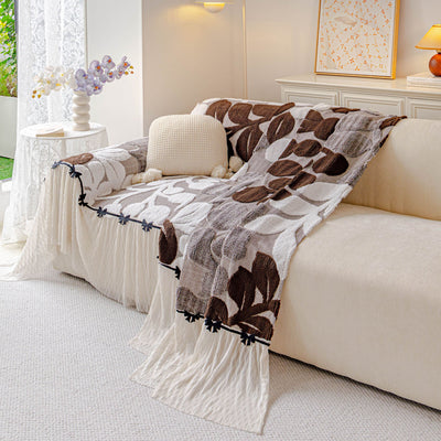 13 of 31:3D Floral Sofa Throw Cover, Soft Plush Couch Protector with Decorative Ruffled Skirt 
