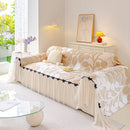 30 of 31:3D Floral Sofa Throw Cover, Soft Plush Couch Protector with Decorative Ruffled Skirt 