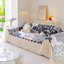 31 of 31:3D Floral Sofa Throw Cover, Soft Plush Couch Protector with Decorative Ruffled Skirt 