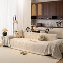 28 of 31:Luxury Elegant Chenille Sofa Throw Cover with Floral Embroidered Lace & Pom-Pom Trim 