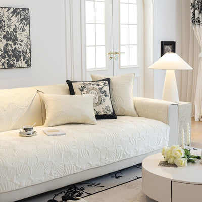 8 of 29:Plush Quilted Padded Sofa Cover, Non-Slip Seashell Couch Protector for Pets & Kids 