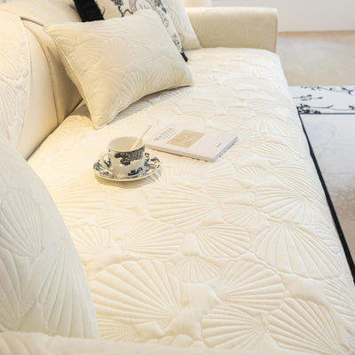 9 of 29:Plush Quilted Padded Sofa Cover, Non-Slip Seashell Couch Protector for Pets & Kids 