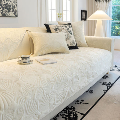 10 of 29:Plush Quilted Padded Sofa Cover, Non-Slip Seashell Couch Protector for Pets & Kids 