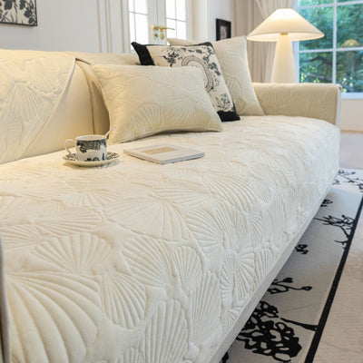 19 of 29:Plush Quilted Padded Sofa Cover, Non-Slip Seashell Couch Protector for Pets & Kids 