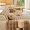10 of 40:Plush Faux Rabbit Fur Sofa Cover, Warm Non-Slip Couch Protector for Leather Sofas 