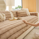 26 of 40:Plush Faux Rabbit Fur Sofa Cover, Warm Non-Slip Couch Protector for Leather Sofas 