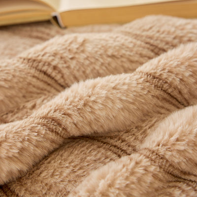 14 of 40:Plush Faux Rabbit Fur Sofa Cover, Warm Non-Slip Couch Protector for Leather Sofas 