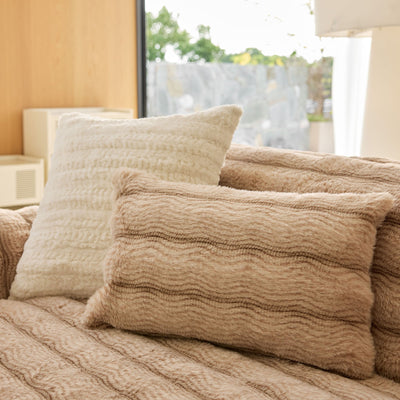 16 of 40:Plush Faux Rabbit Fur Sofa Cover, Warm Non-Slip Couch Protector for Leather Sofas 
