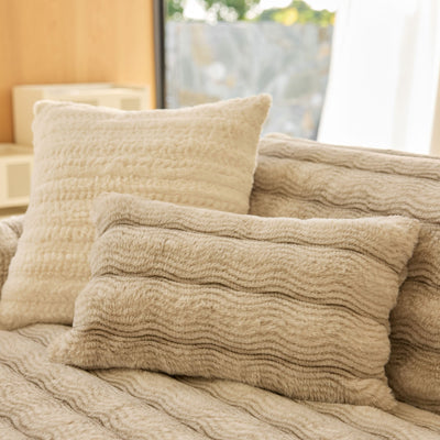 36 of 40:Plush Faux Rabbit Fur Sofa Cover, Warm Non-Slip Couch Protector for Leather Sofas 