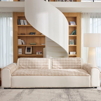 38 of 40:Plush Faux Rabbit Fur Sofa Cover, Warm Non-Slip Couch Protector for Leather Sofas 