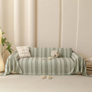 22 of 25:Textured Striped Sofa Throw Cover, Soft Woven Couch Protector with Fringe Edges 
