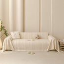 2 of 25:Textured Striped Sofa Throw Cover, Soft Woven Couch Protector with Fringe Edges 