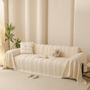 20 of 25:Textured Striped Sofa Throw Cover, Soft Woven Couch Protector with Fringe Edges 
