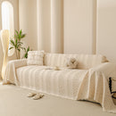 18 of 25:Textured Striped Sofa Throw Cover, Soft Woven Couch Protector with Fringe Edges 