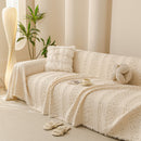 15 of 25:Textured Striped Sofa Throw Cover, Soft Woven Couch Protector with Fringe Edges 
