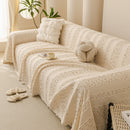 14 of 25:Textured Striped Sofa Throw Cover, Soft Woven Couch Protector with Fringe Edges 