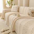 10 of 25:Textured Striped Sofa Throw Cover, Soft Woven Couch Protector with Fringe Edges 