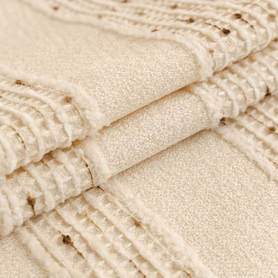 11 of 25:Textured Striped Sofa Throw Cover, Soft Woven Couch Protector with Fringe Edges 