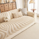19 of 30:Cozy Plush Sofa Topper with Raised Wave Texture, Non-Slip Furniture Protector Cover 