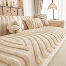 5 of 30:Cozy Plush Sofa Topper with Raised Wave Texture, Non-Slip Furniture Protector Cover 