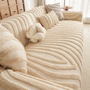 13 of 30:Cozy Plush Sofa Topper with Raised Wave Texture, Non-Slip Furniture Protector Cover 