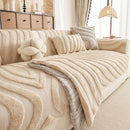 6 of 30:Cozy Plush Sofa Topper with Raised Wave Texture, Non-Slip Furniture Protector Cover 