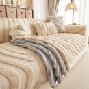 15 of 30:Cozy Plush Sofa Topper with Raised Wave Texture, Non-Slip Furniture Protector Cover 