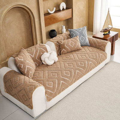 4 of 29:Thick Sherpa Sofa Protector Cover, Warm Plush Couch Cover for Seat, Backrest & Armrest 