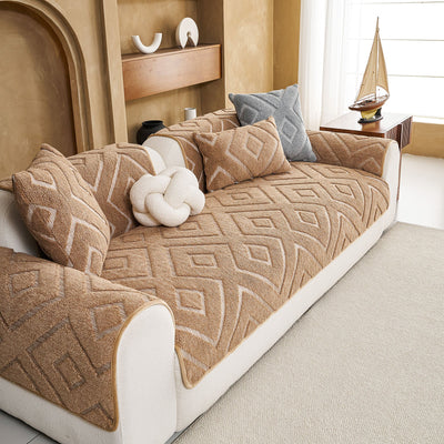 18 of 29:Thick Sherpa Sofa Protector Cover, Warm Plush Couch Cover for Seat, Backrest & Armrest 
