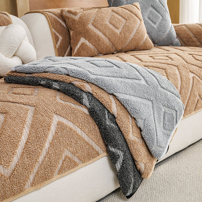 22 of 29:Thick Sherpa Sofa Protector Cover, Warm Plush Couch Cover for Seat, Backrest & Armrest 