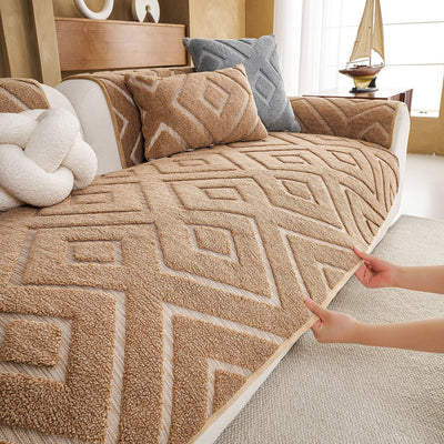 7 of 29:Thick Sherpa Sofa Protector Cover, Warm Plush Couch Cover for Seat, Backrest & Armrest 