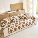 6 of 32:Cozy Thickened Sherpa Sofa Protector, Geometric Non-Slip Couch Cover for Pets & Kids 