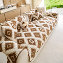 28 of 32:Cozy Thickened Sherpa Sofa Protector, Geometric Non-Slip Couch Cover for Pets & Kids 