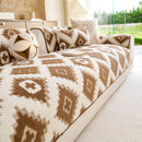 15 of 32:Cozy Thickened Sherpa Sofa Protector, Geometric Non-Slip Couch Cover for Pets & Kids 