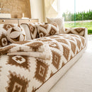 23 of 32:Cozy Thickened Sherpa Sofa Protector, Geometric Non-Slip Couch Cover for Pets & Kids 
