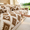 22 of 32:Cozy Thickened Sherpa Sofa Protector, Geometric Non-Slip Couch Cover for Pets & Kids 